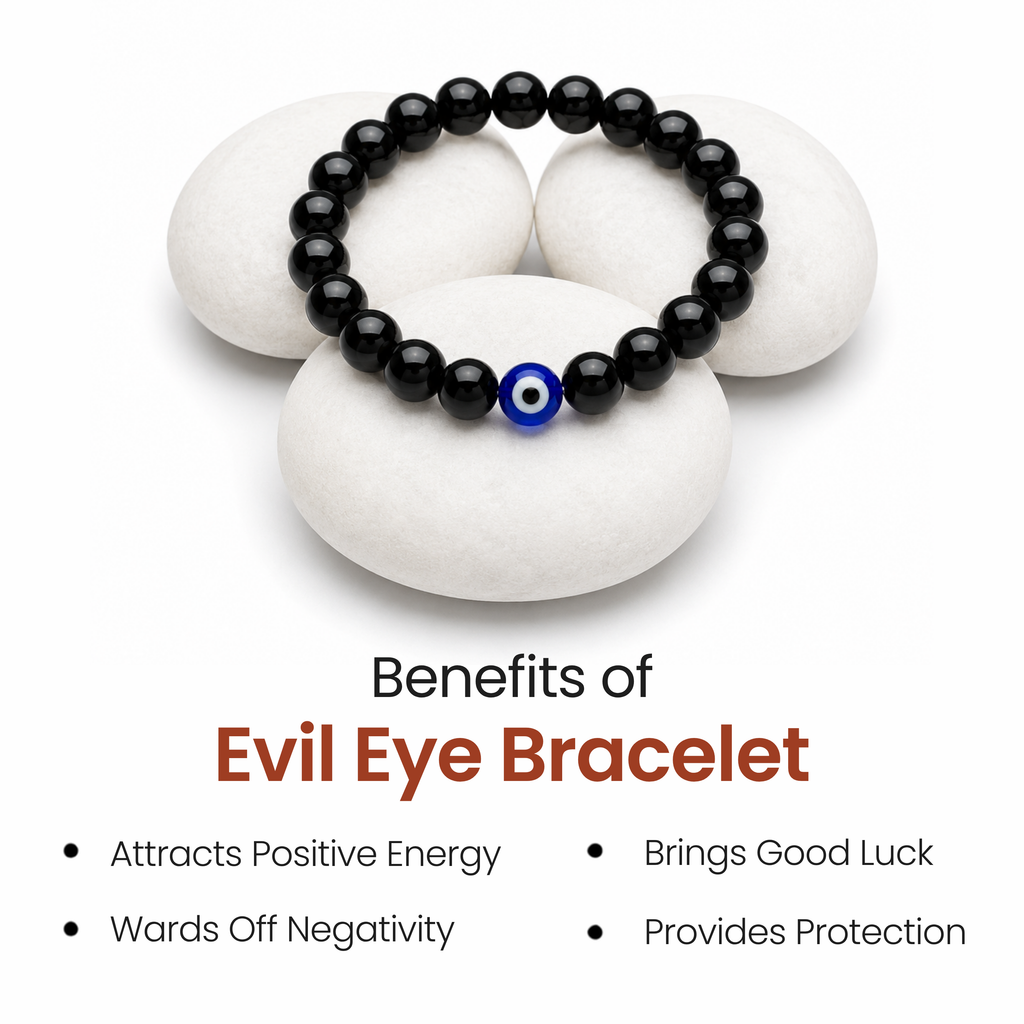 Evil Eye Bracelet with Black Obsidian 8mm | Protection & Energy Shield