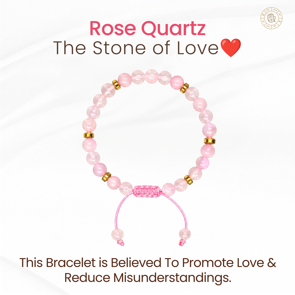 Rose Quartz Natural Stone Bracelet for Love, Healing & Emotional Balance