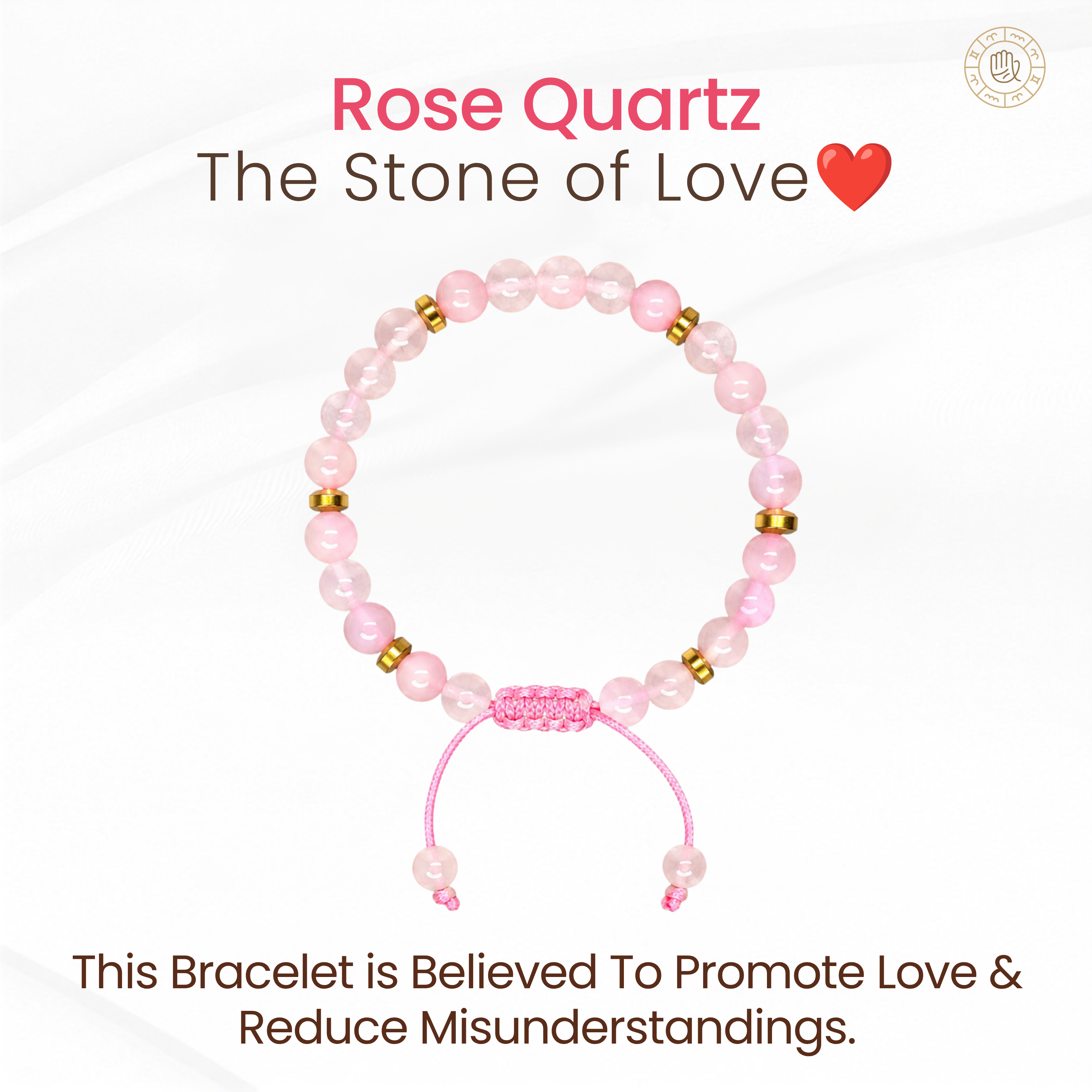 Rose Quartz Natural Stone Bracelet for Love, Healing & Emotional Balance