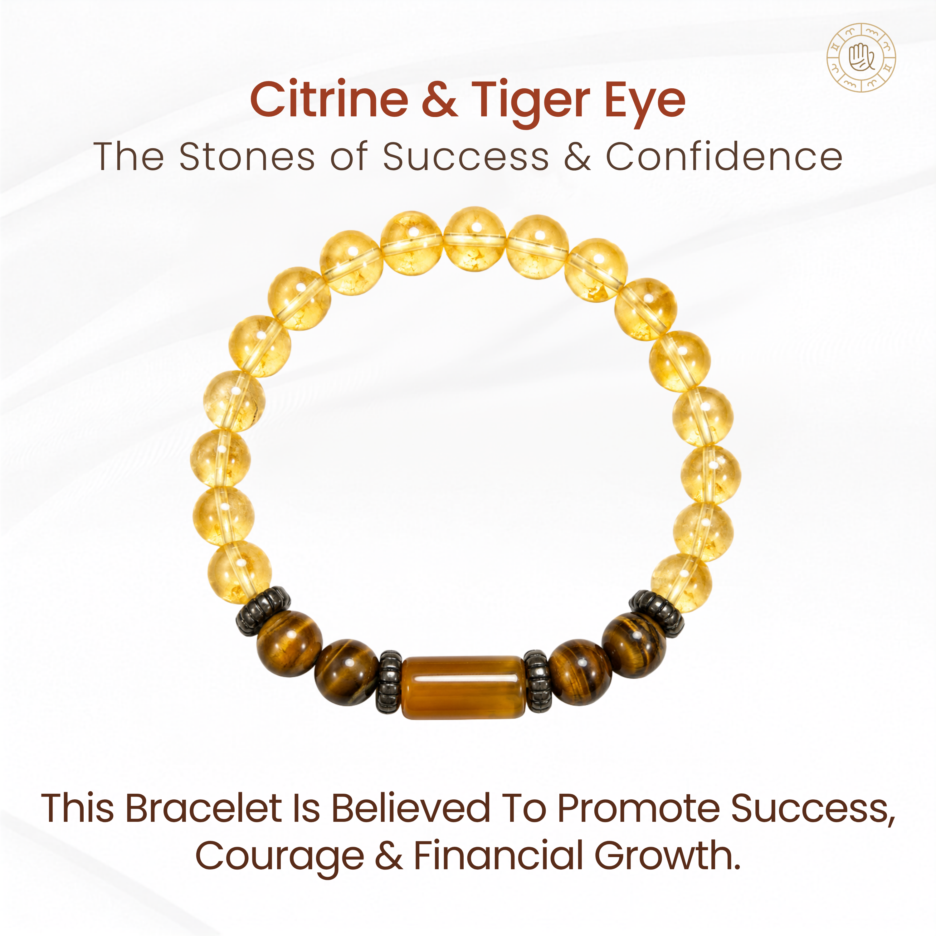 Citrine & Tiger Eye Bracelet for Wealth, Confidence & Protection