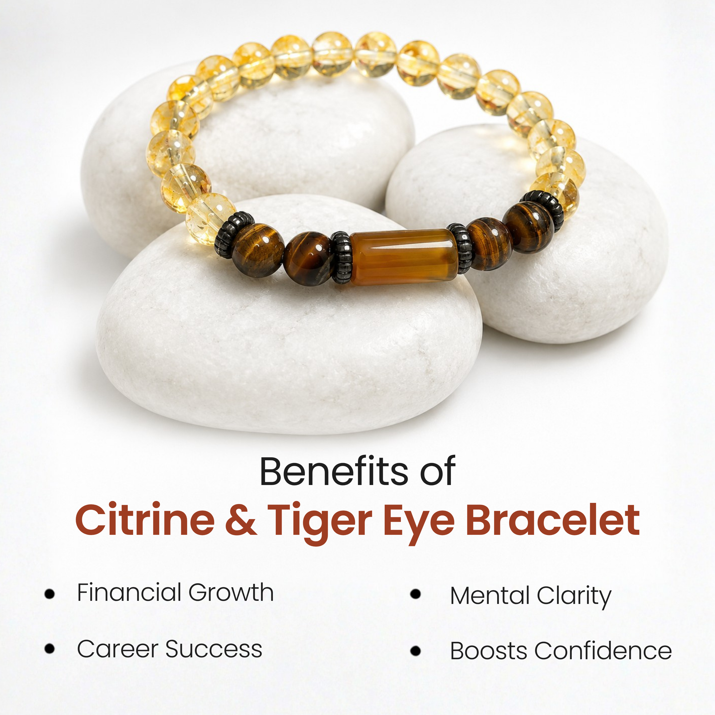 Citrine & Tiger Eye Bracelet for Wealth, Confidence & Protection
