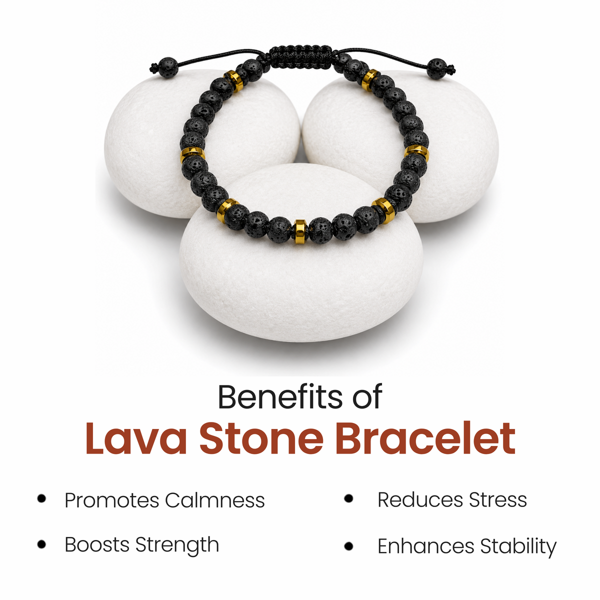 Lava Stone Power Bracelet for Strength, Stability & Focus