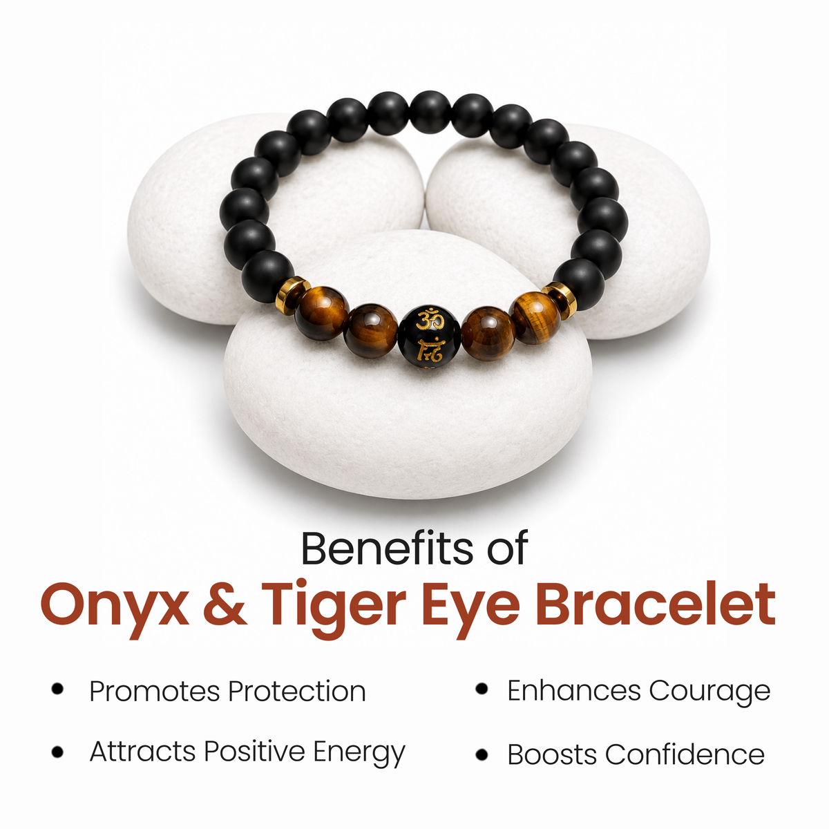 Onyx & Tiger Eye Bracelet for Strength, Stability & Self-Confidence