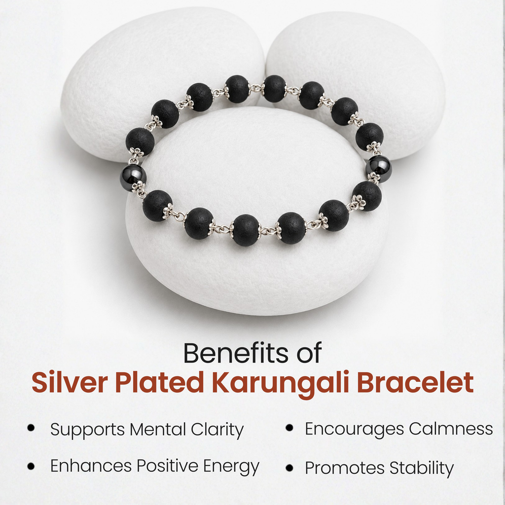 Silver Plated Karungali Bracelet for Protection, Strength & Positive Energy