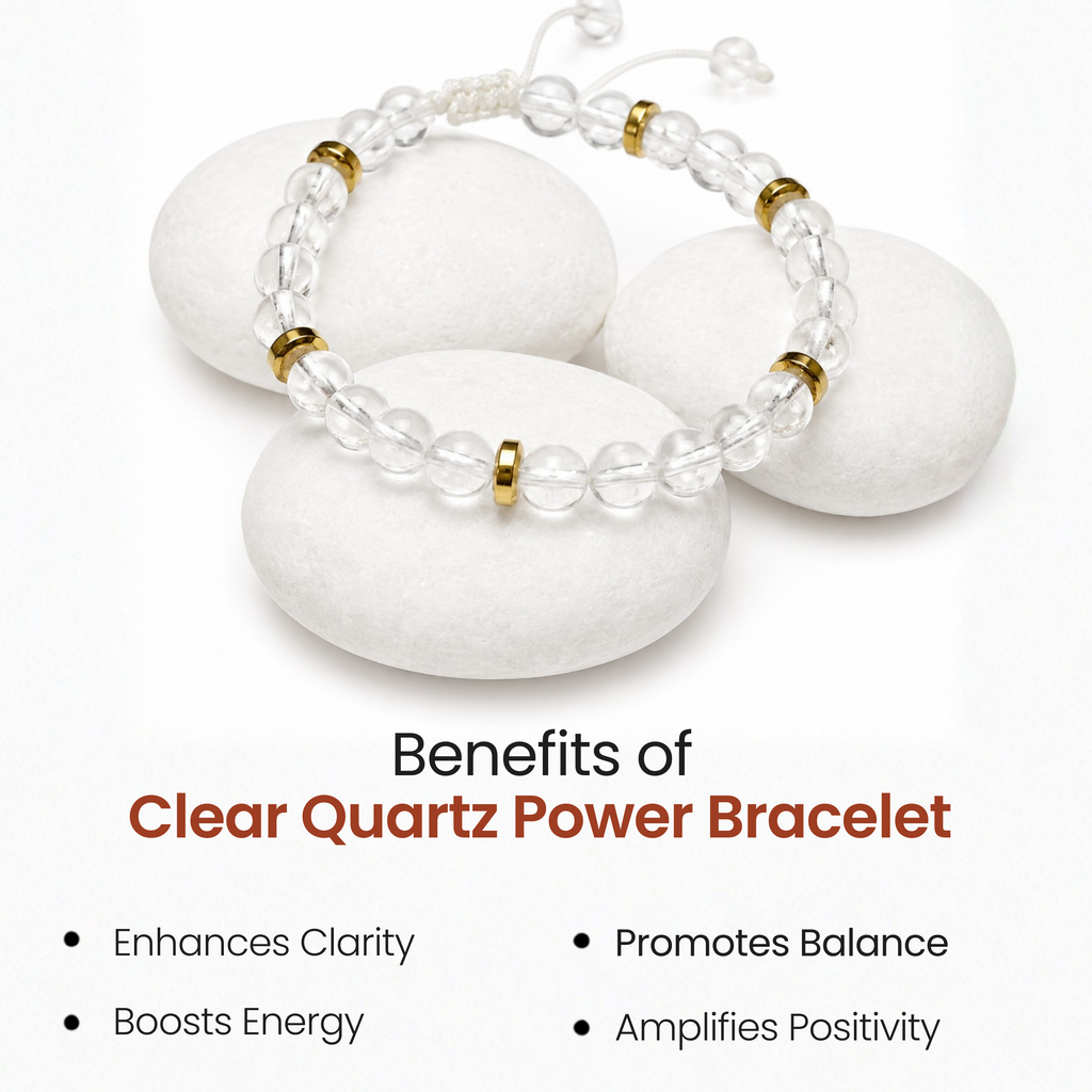 Clear Quartz Power Bracelet for Healing, Focus & Positive Energy