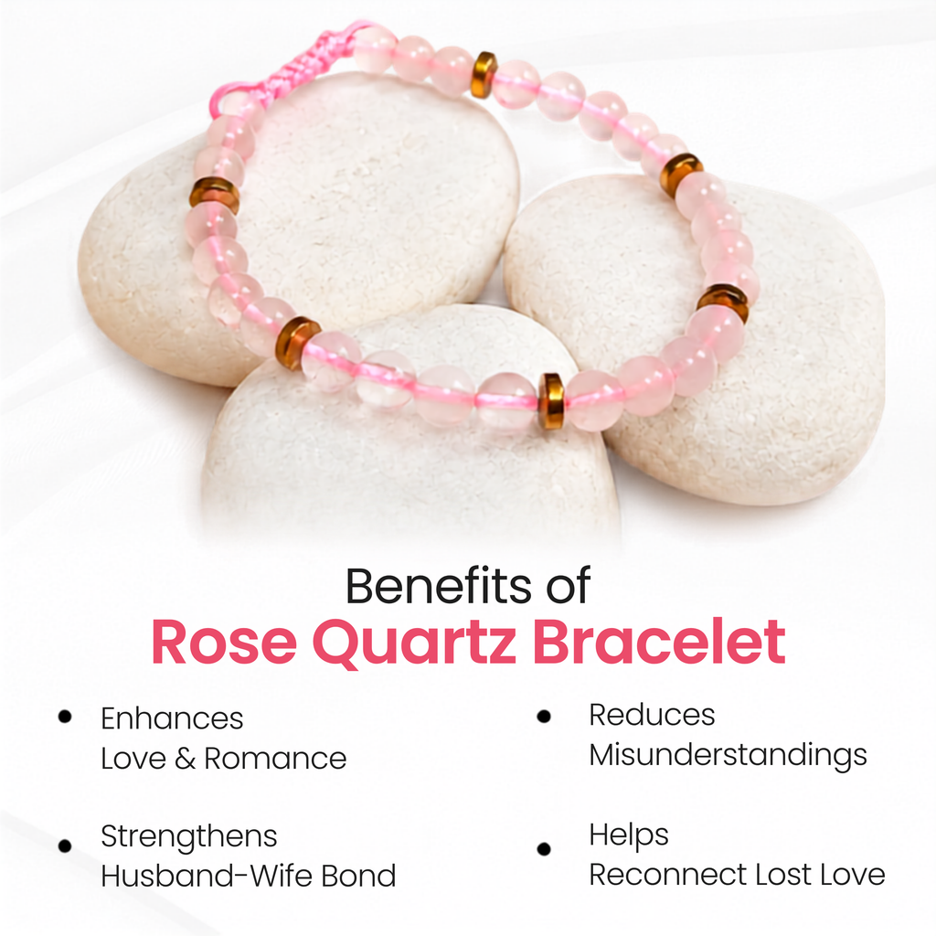Rose Quartz Natural Stone Bracelet for Love, Healing & Emotional Balance