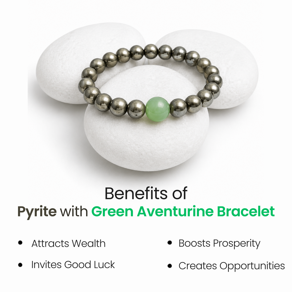 Pyrite with Green Aventurine Bracelet – Wealth, Luck & Success Attraction
