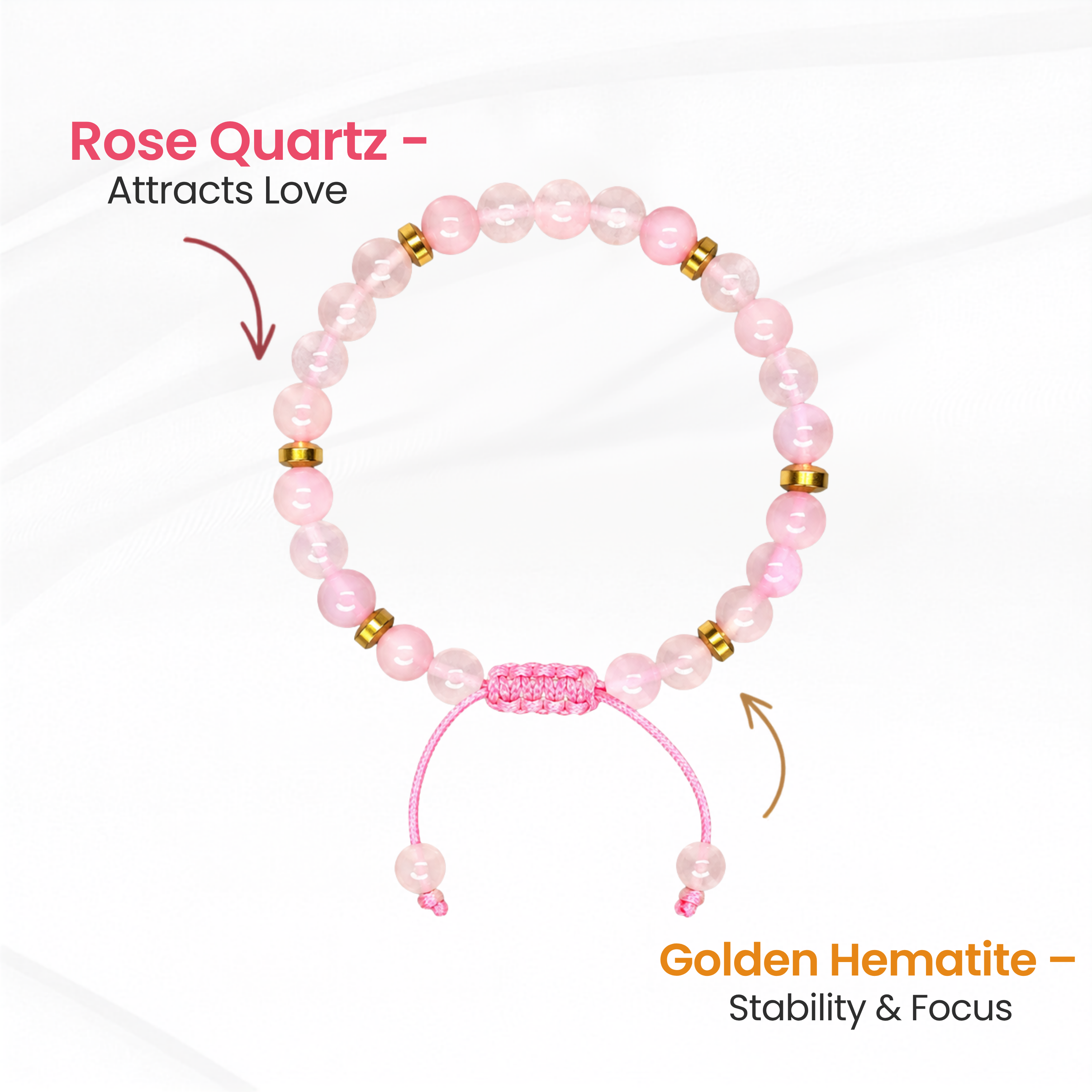 Rose Quartz Natural Stone Bracelet for Love, Healing & Emotional Balance
