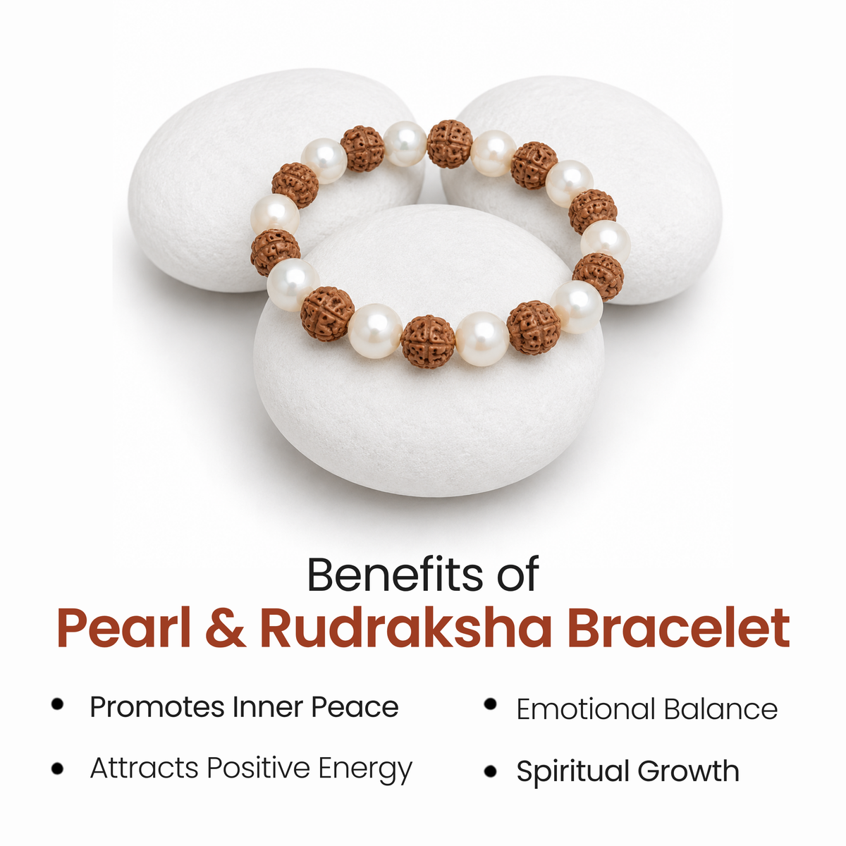 Pearl & Rudraksha Bracelet – Peace, Protection & Inner Balance