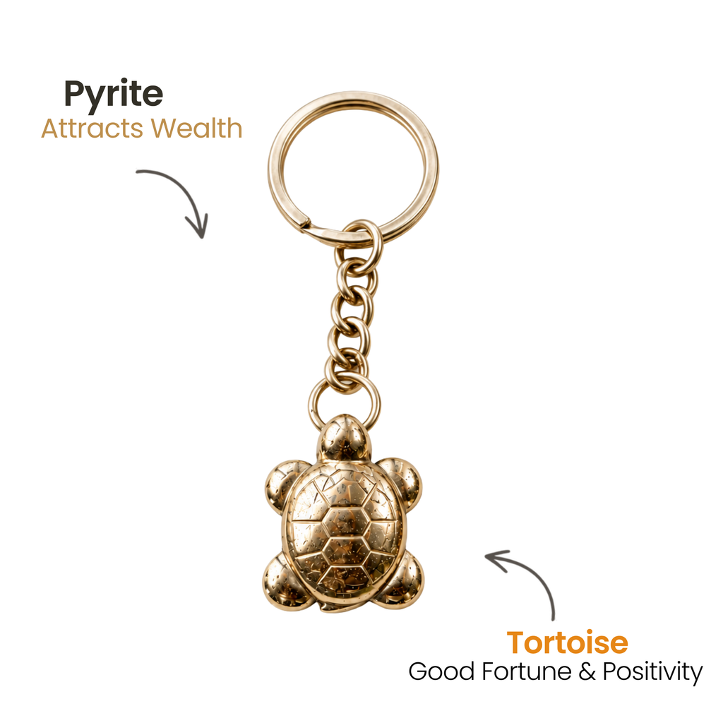 Pyrite Turtle Keychain for Wealth & Prosperity
