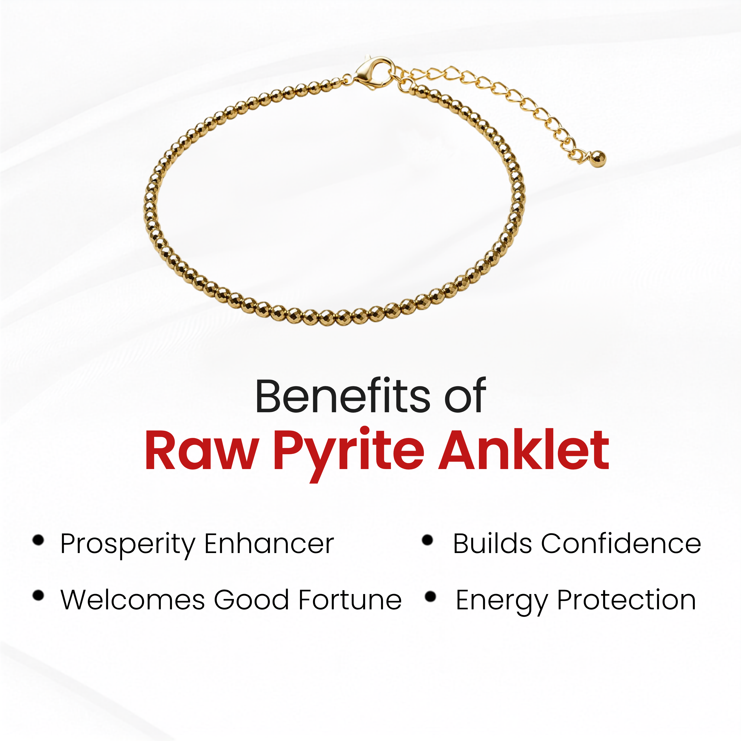 Pyrite Crystal Anklet for Wealth & Protection | Healing Anklet