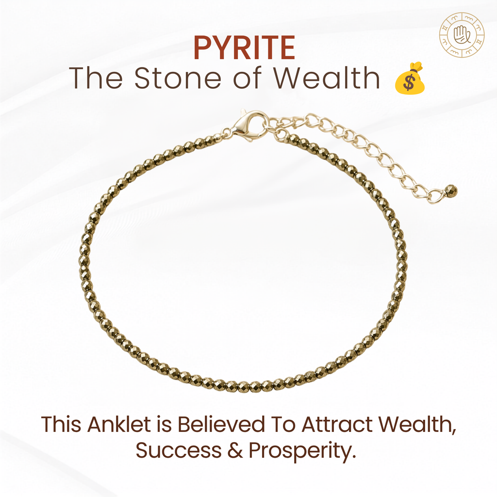 Pyrite Crystal Anklet for Wealth & Protection | Healing Anklet