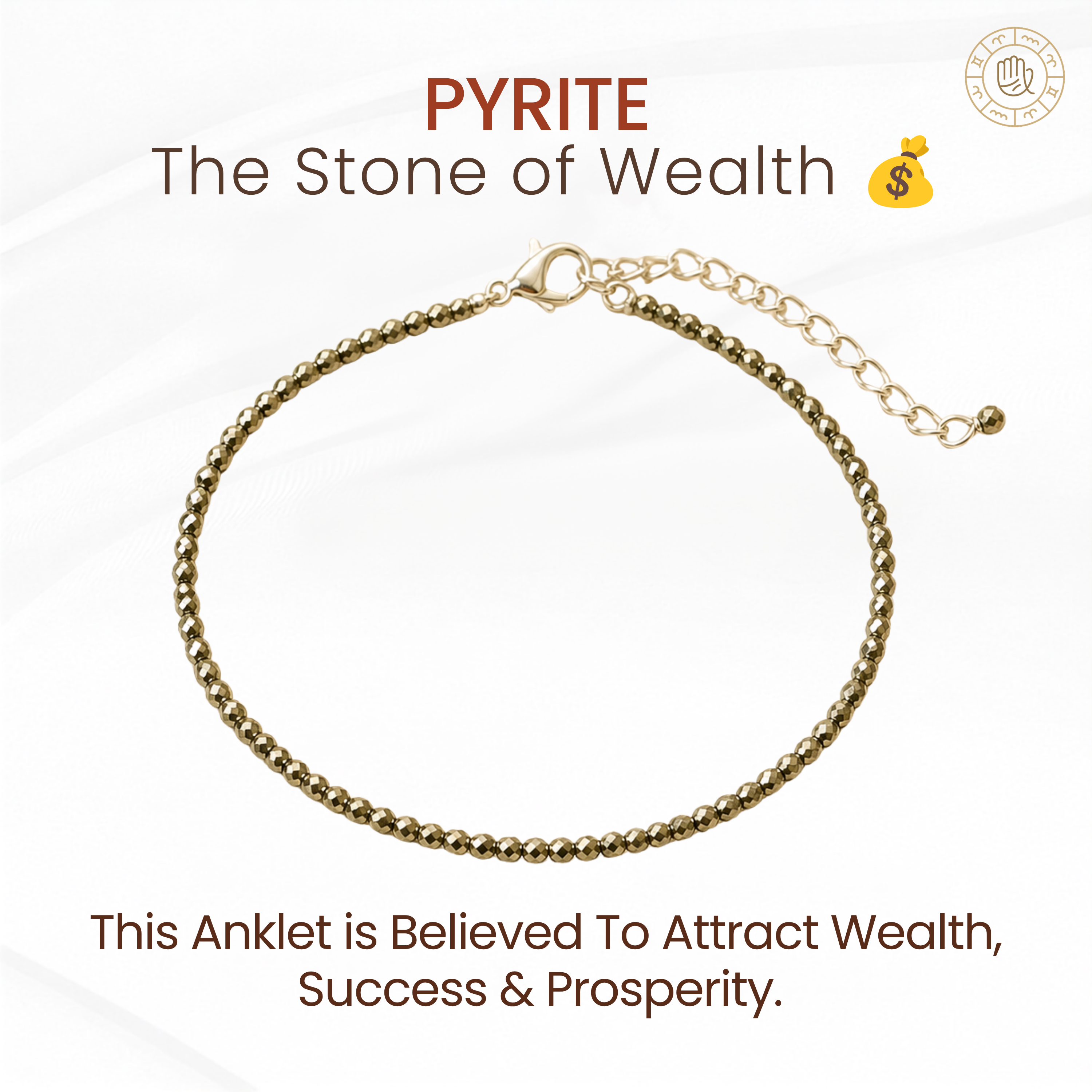 Pyrite Crystal Anklet for Wealth & Protection | Healing Anklet