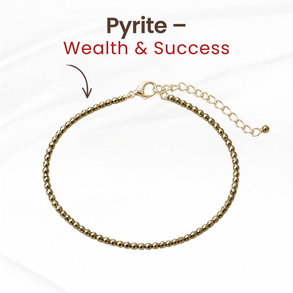 Pyrite Crystal Anklet for Wealth & Protection | Healing Anklet