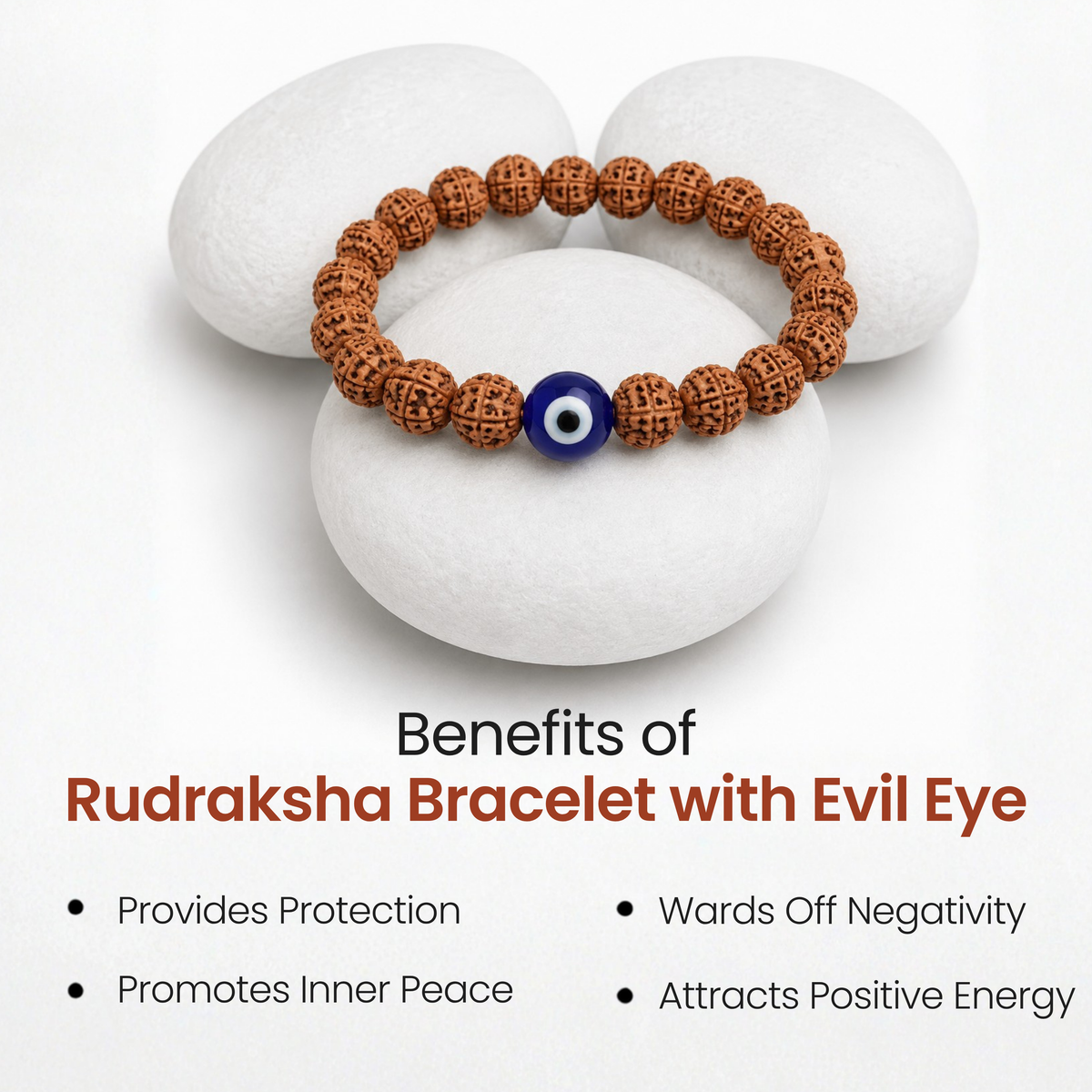 Rudraksha Bracelet with Evil Eye – Protection, Positivity & Spiritual Energy