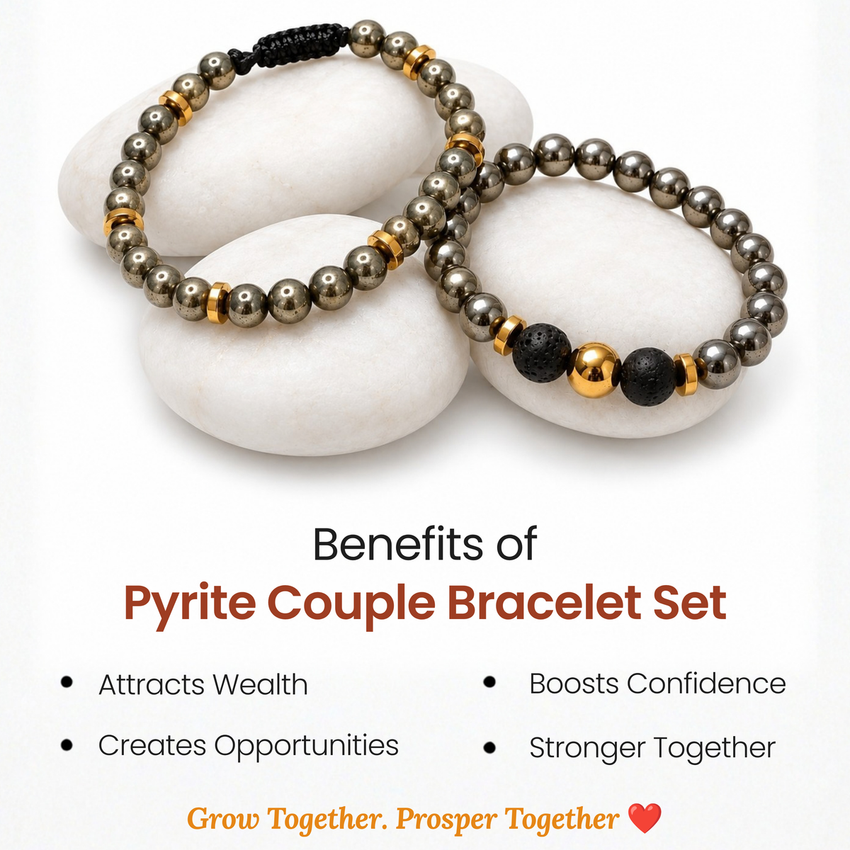 Pyrite Couple Bracelet Set – For Wealth & Prosperity