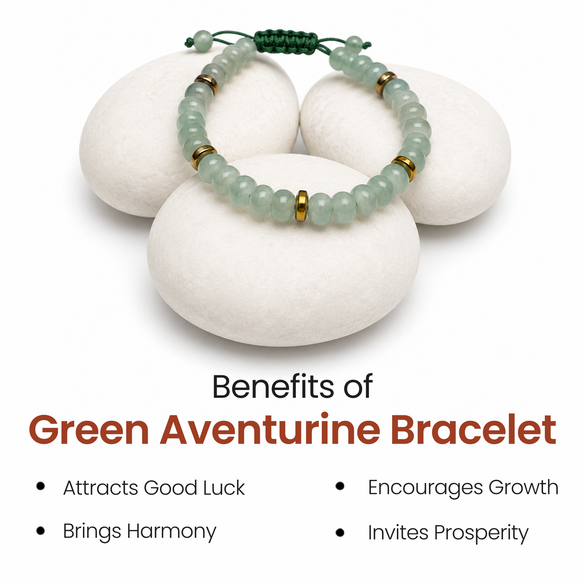 Green Aventurine Natural Stone Bracelet for Luck, Prosperity & Confidence