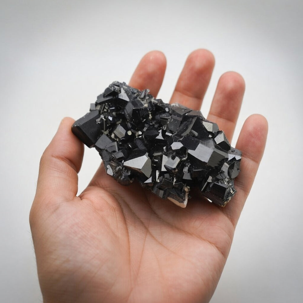 Raw Black Tourmaline Crystal Cluster for Grounding & Positivity