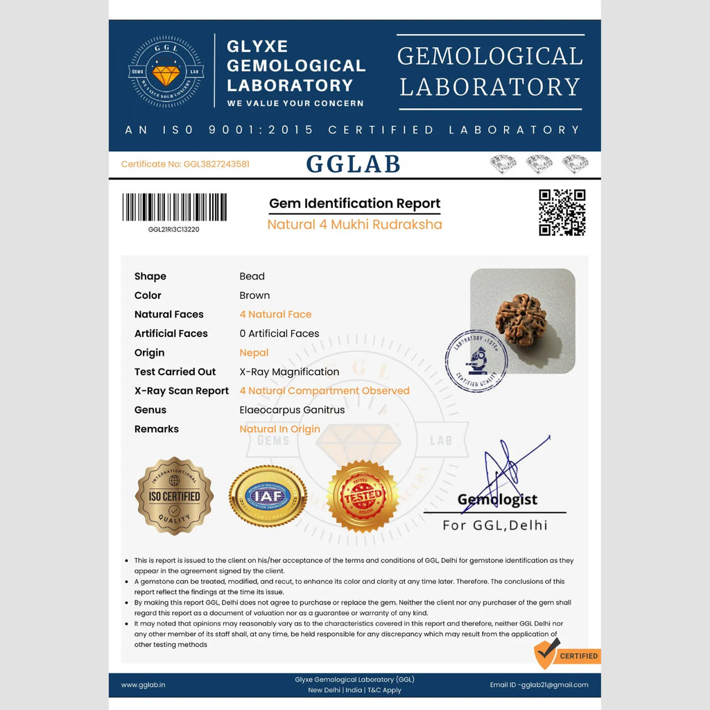 Mahakal Siddh Nepal Origin 4 Mukhi Rudraksha