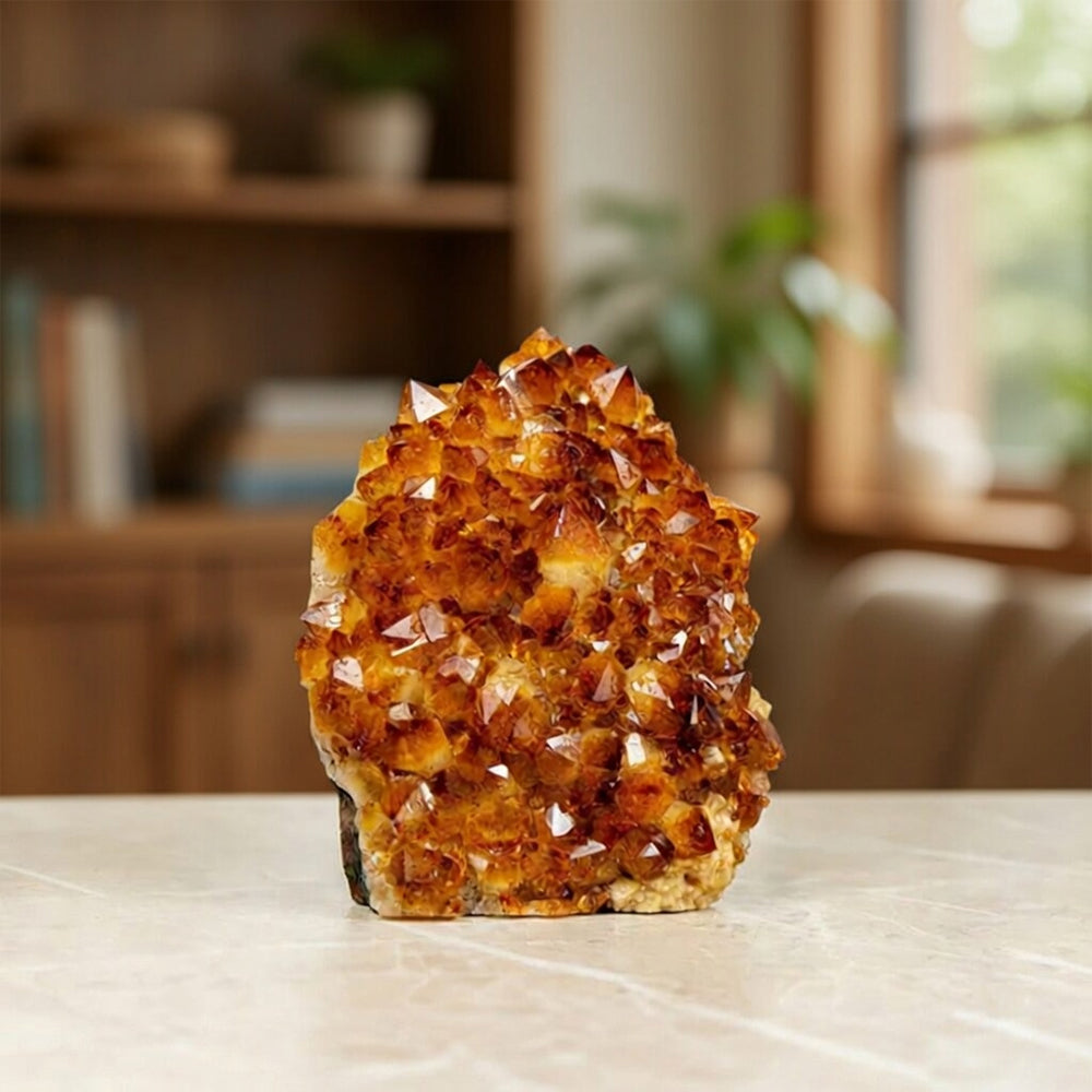 Raw Citrine Standing Crystal for Success & Positive Vibes