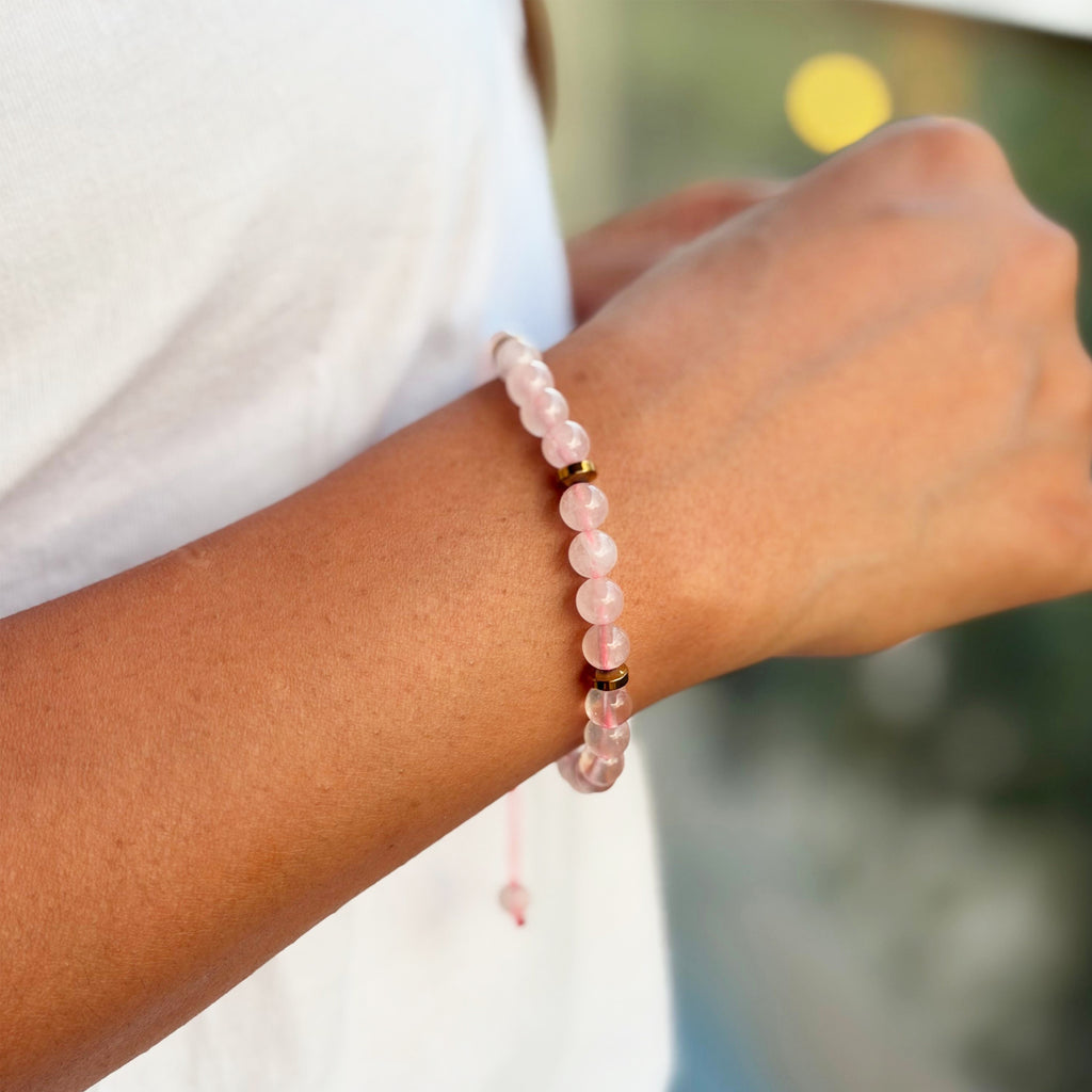 Rose Quartz Natural Stone Bracelet for Love, Healing & Emotional Balance