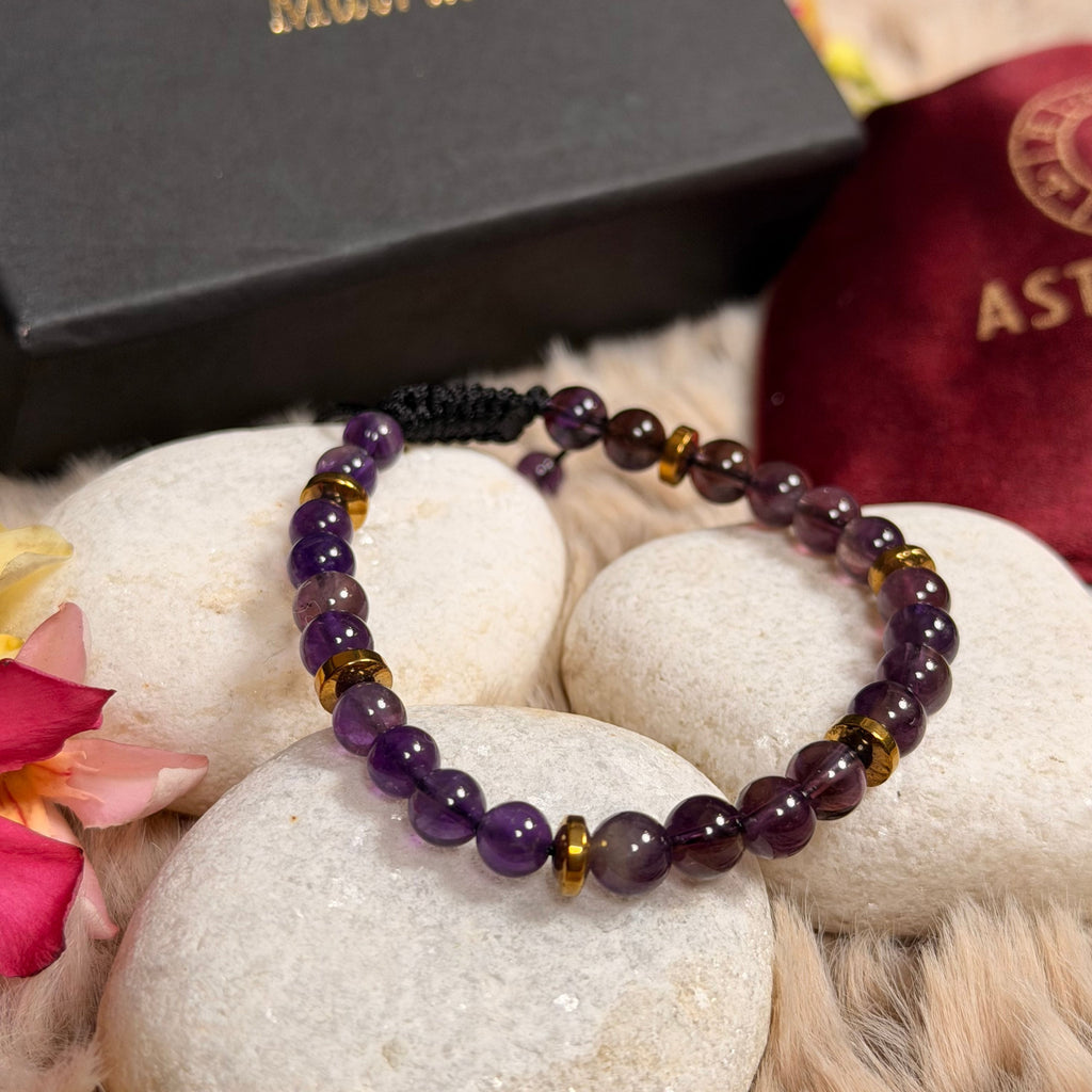 Amethyst Golden Hematite Bracelet for Calm, Healing & Stress Relief