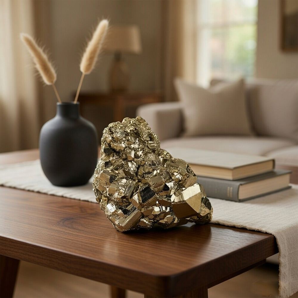 Raw Golden Pyrite Crystal Cluster for Prosperity & Protection