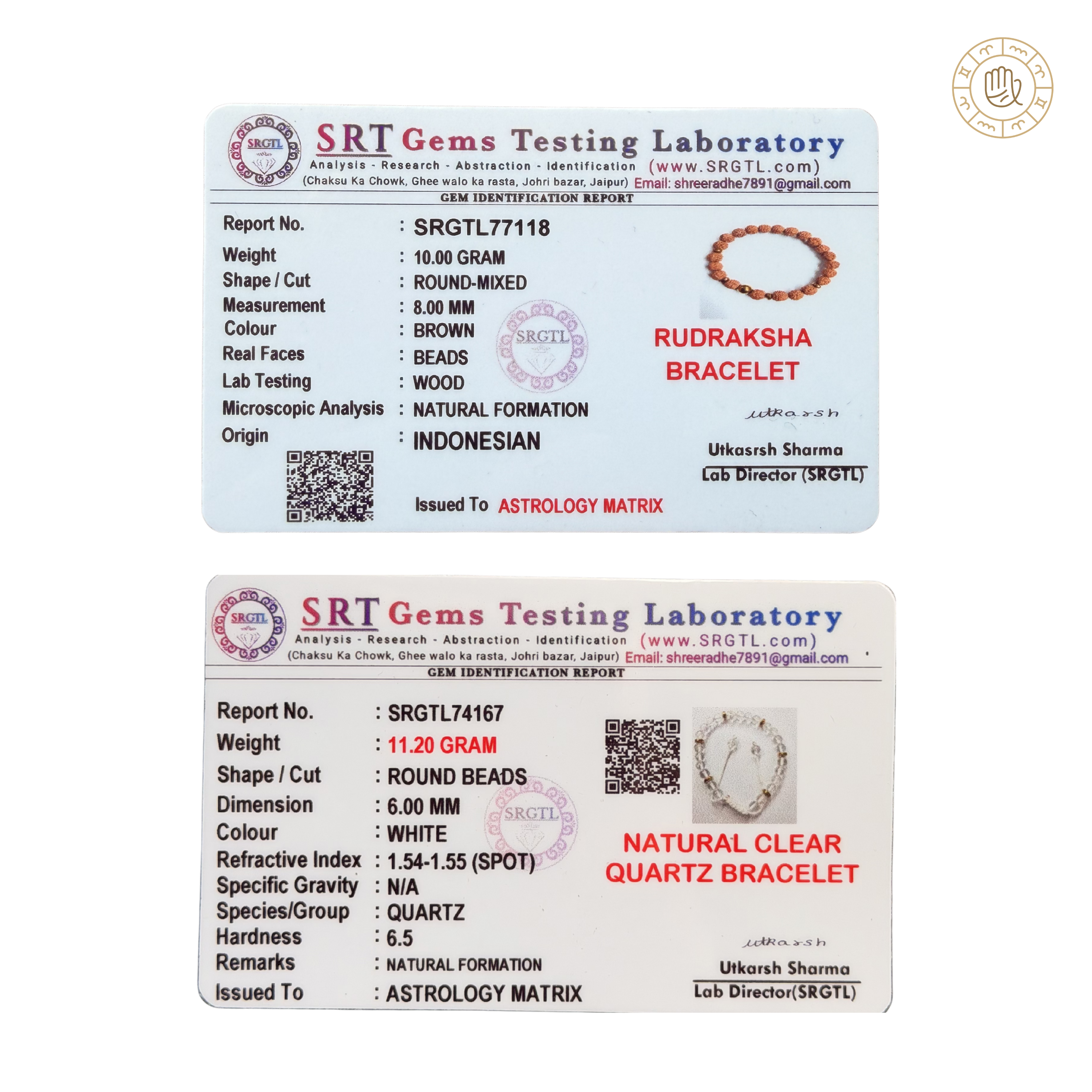 Spiritual Clarity Couple Combo – Rudraksha & Clear Quartz Bracelet