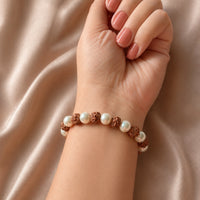 Pearl & Rudraksha Bracelet – Peace, Protection & Inner Balance