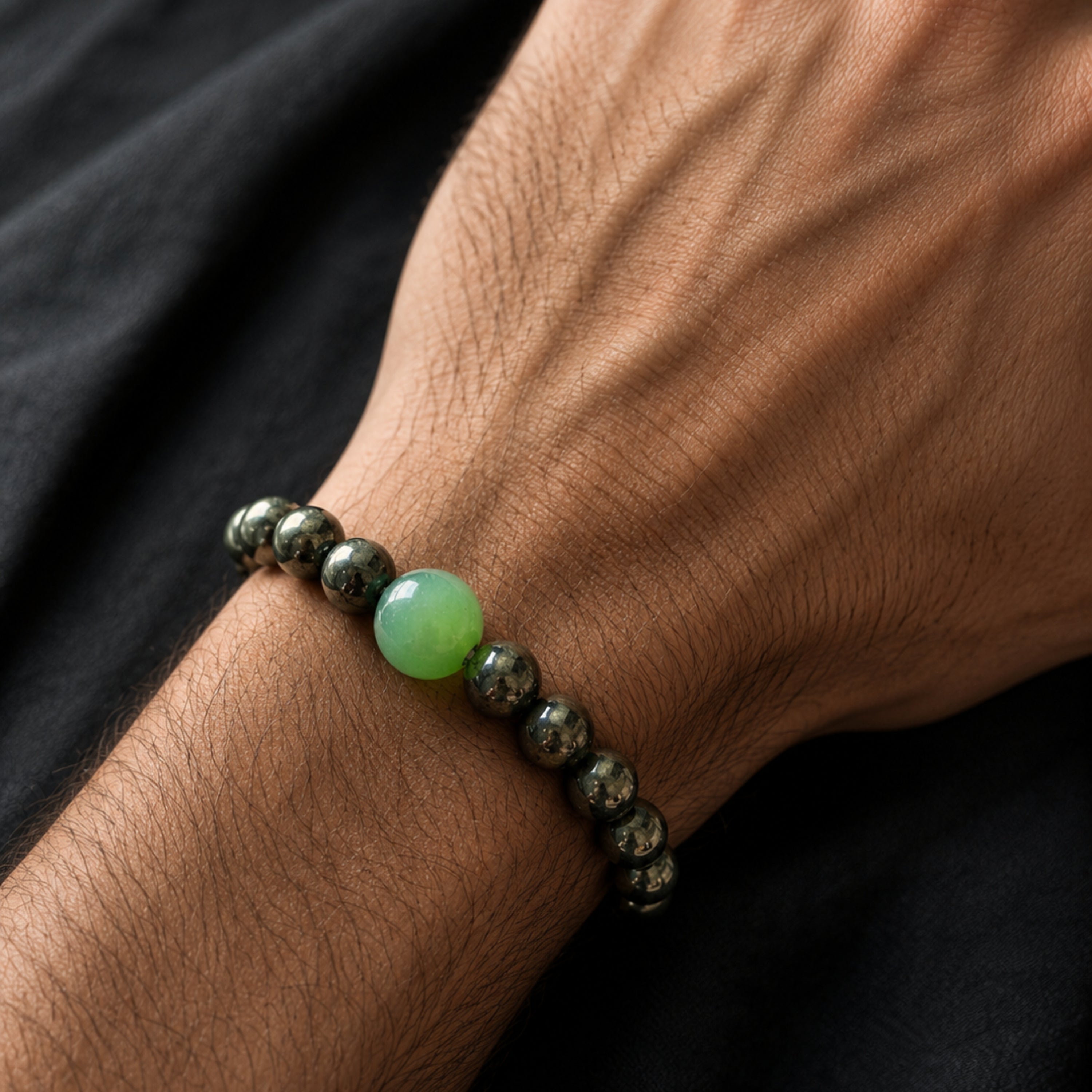 Pyrite with Green Aventurine Bracelet – Wealth, Luck & Success Attraction