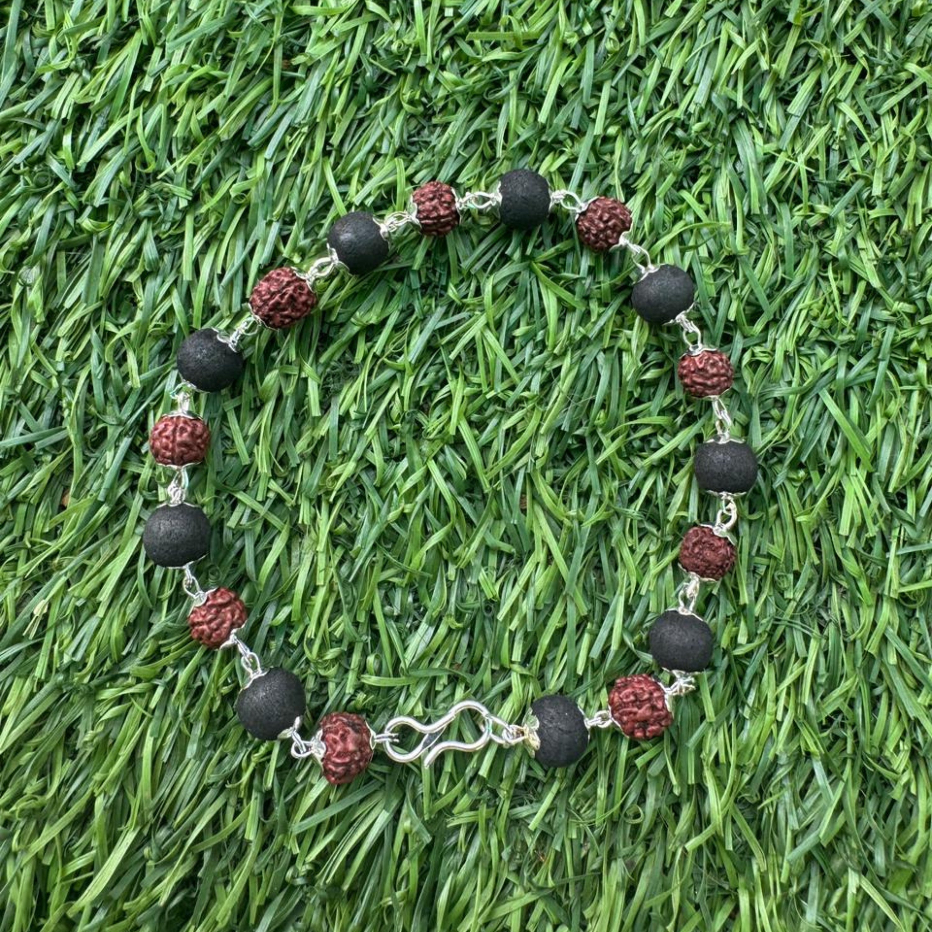 Silver Plated Karungali Rudraksha Bracelet