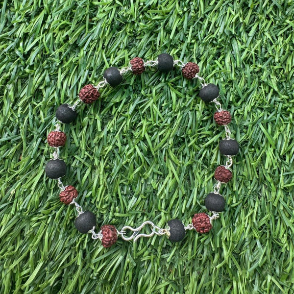 Silver Plated Karungali Rudraksha Bracelet