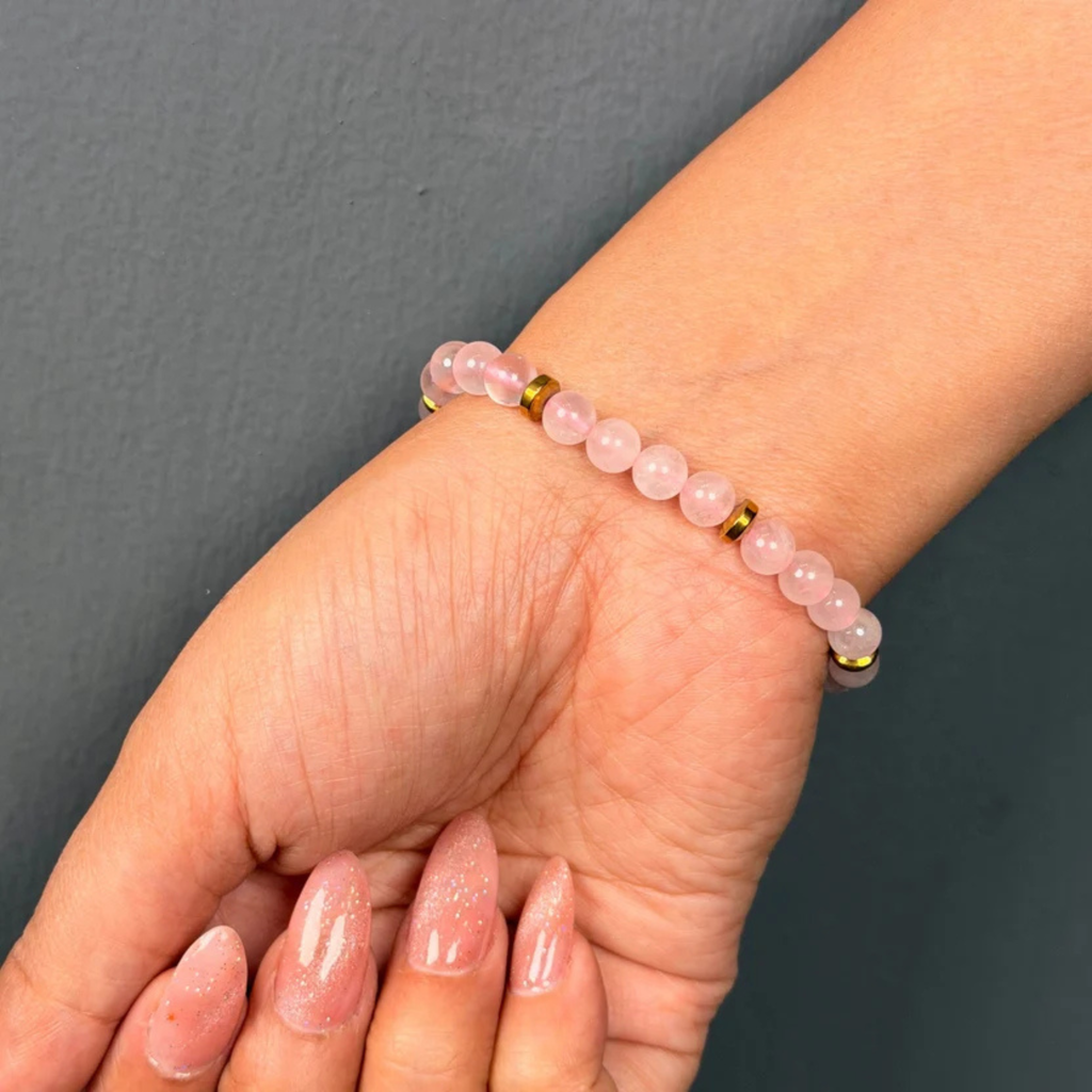 Rose Quartz Bracelet & Pyrite Crystal Anklet Combo for Love, Wealth & Positive Energy