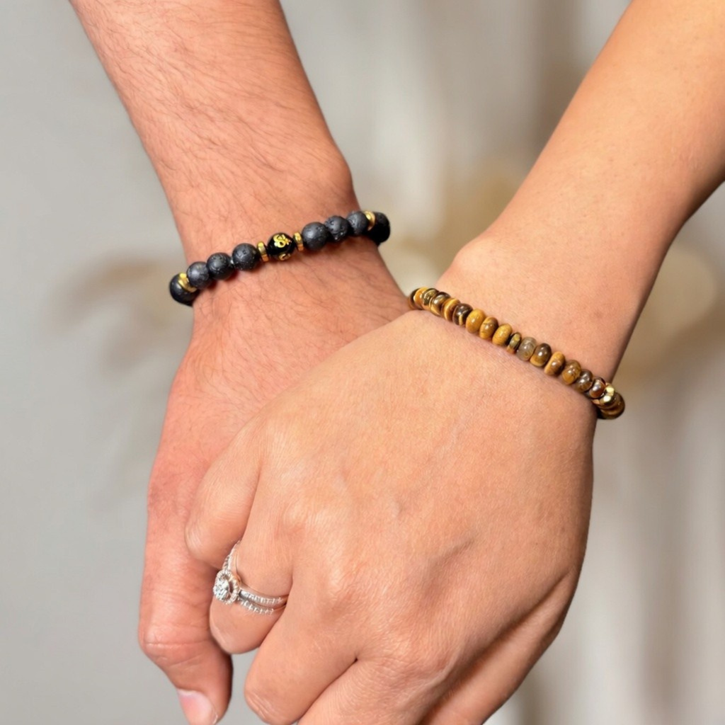 Power & Balance Couple Combo – Tiger Eye & Lava Stone Bracelet