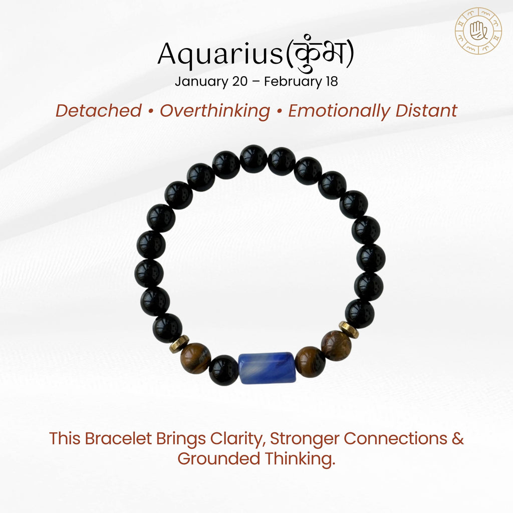 Aquarius Zodiac Bracelet for Mental Clarity, Focus & Balanced Thinking | Crystal Bracelet