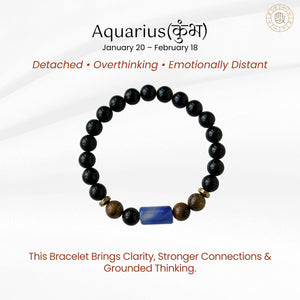 Aquarius Zodiac Bracelet for Mental Clarity, Focus & Balanced Thinking | Crystal Bracelet