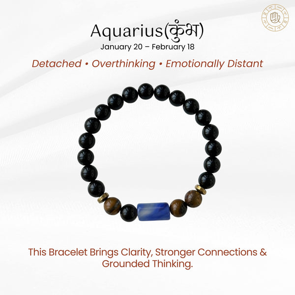 Aquarius Zodiac Bracelet for Mental Clarity, Focus & Balanced Thinking | Crystal Bracelet