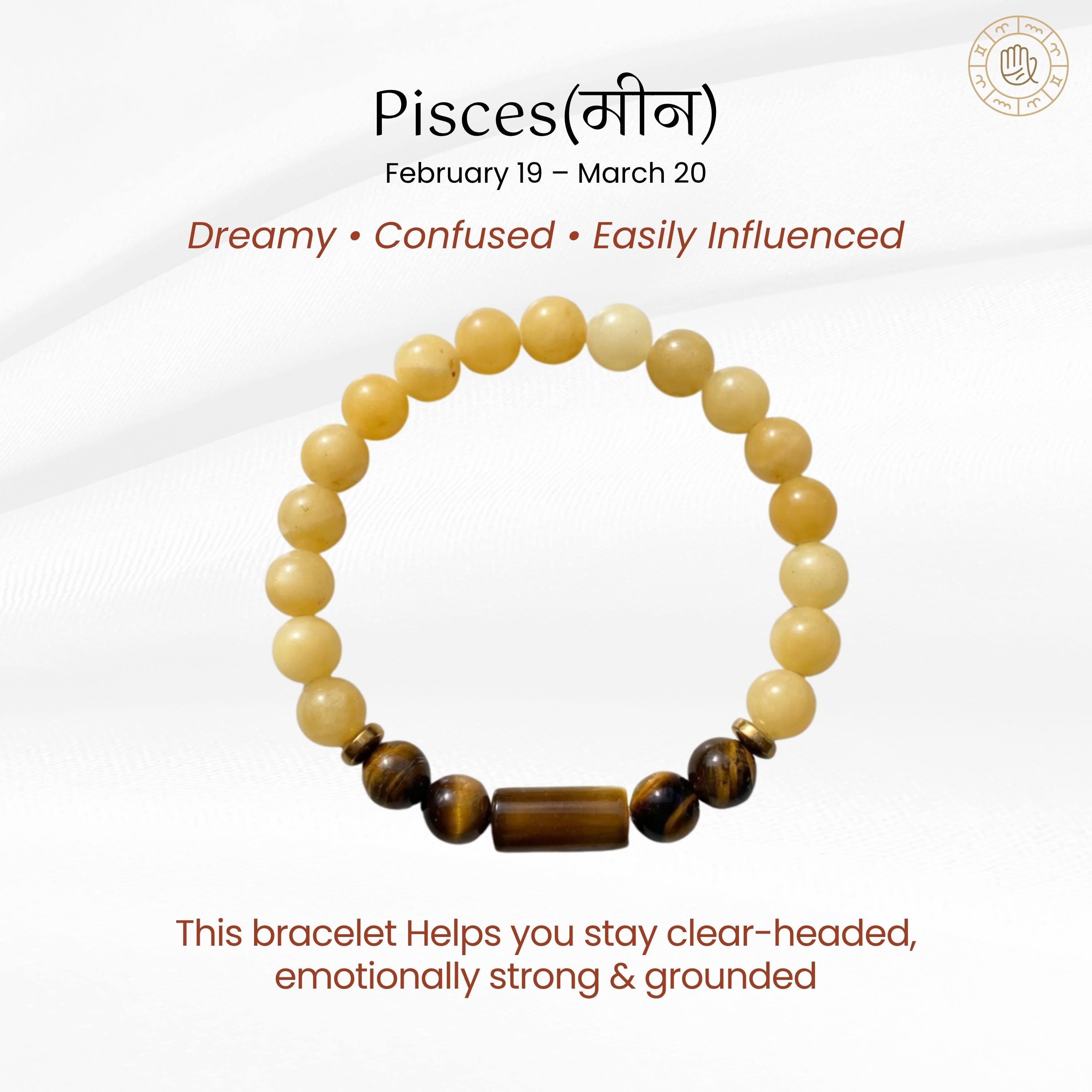 Pisces Zodiac Bracelet for Clarity & Emotional Strength