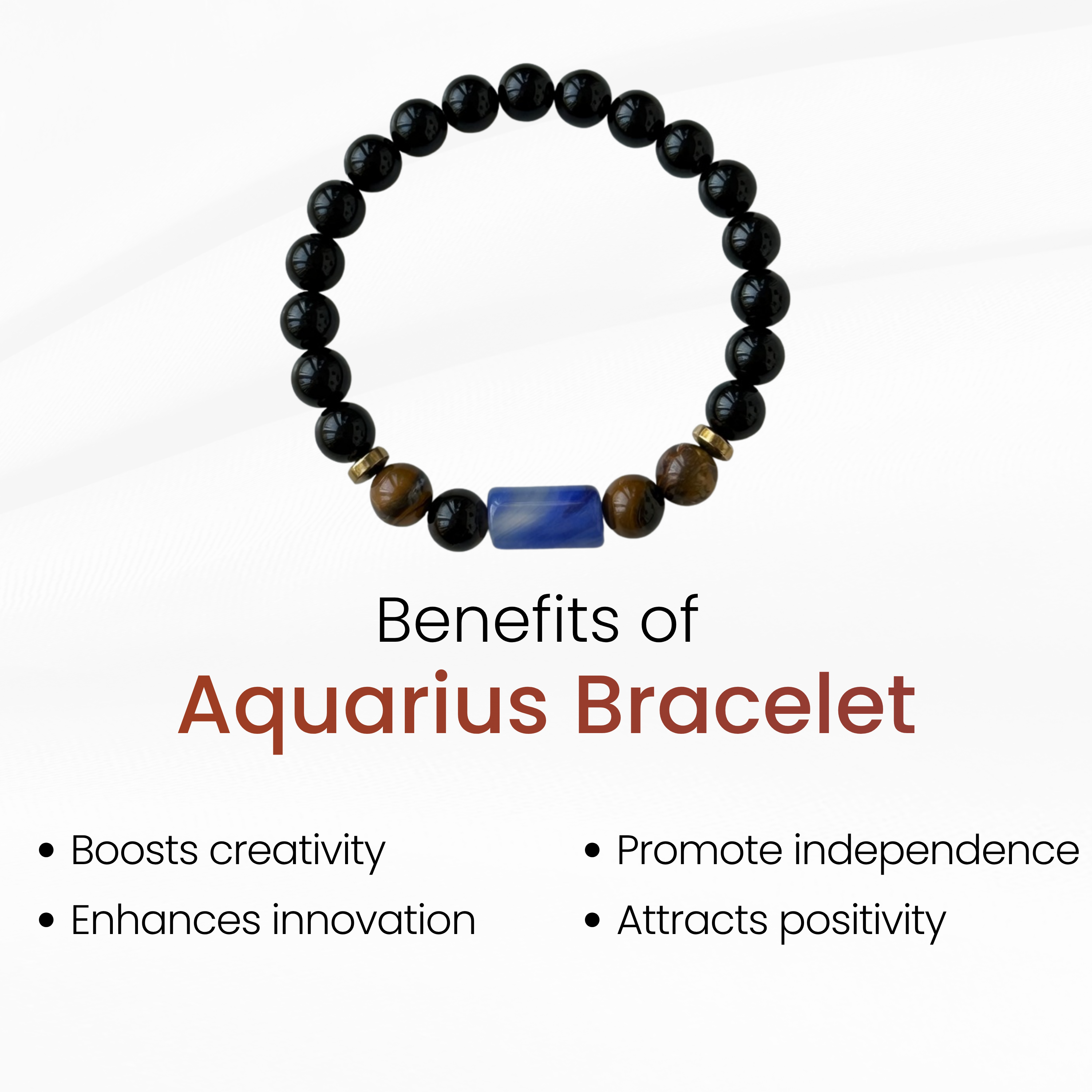 Aquarius Zodiac Bracelet for Mental Clarity, Focus & Balanced Thinking | Crystal Bracelet
