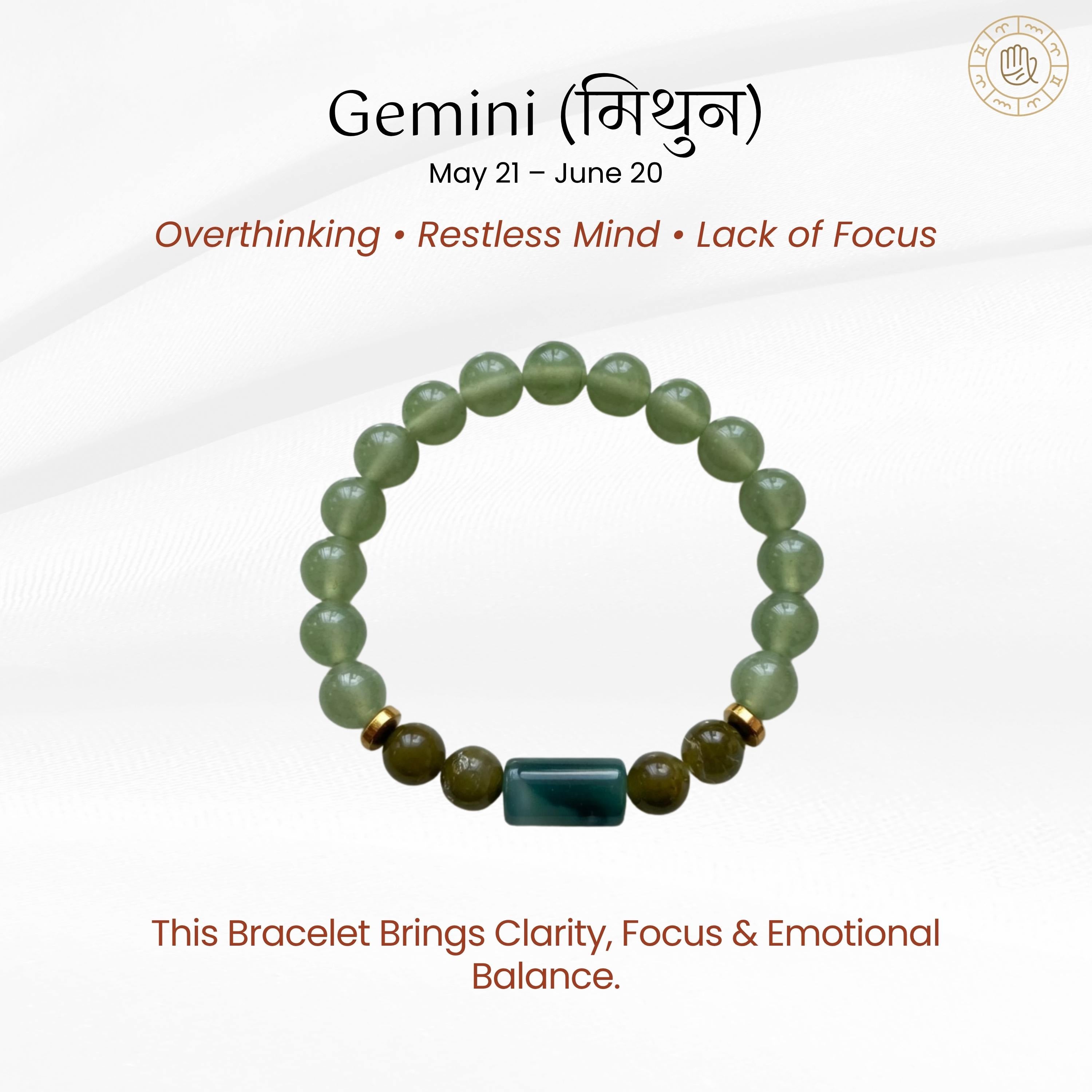 Gemini Zodiac Bracelet for Focus, Clarity & Decision Making | Crystal Bracelet