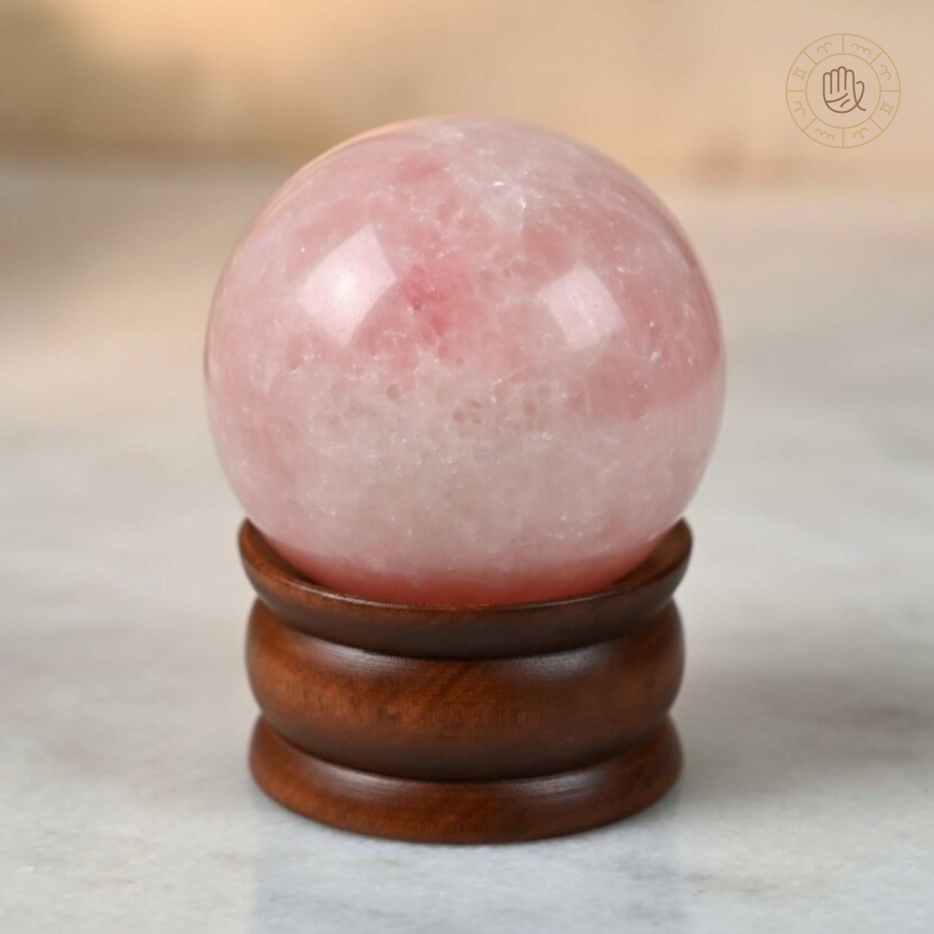 Rose Quartz Ball with Stand for Love, Healing & Emotional Balance