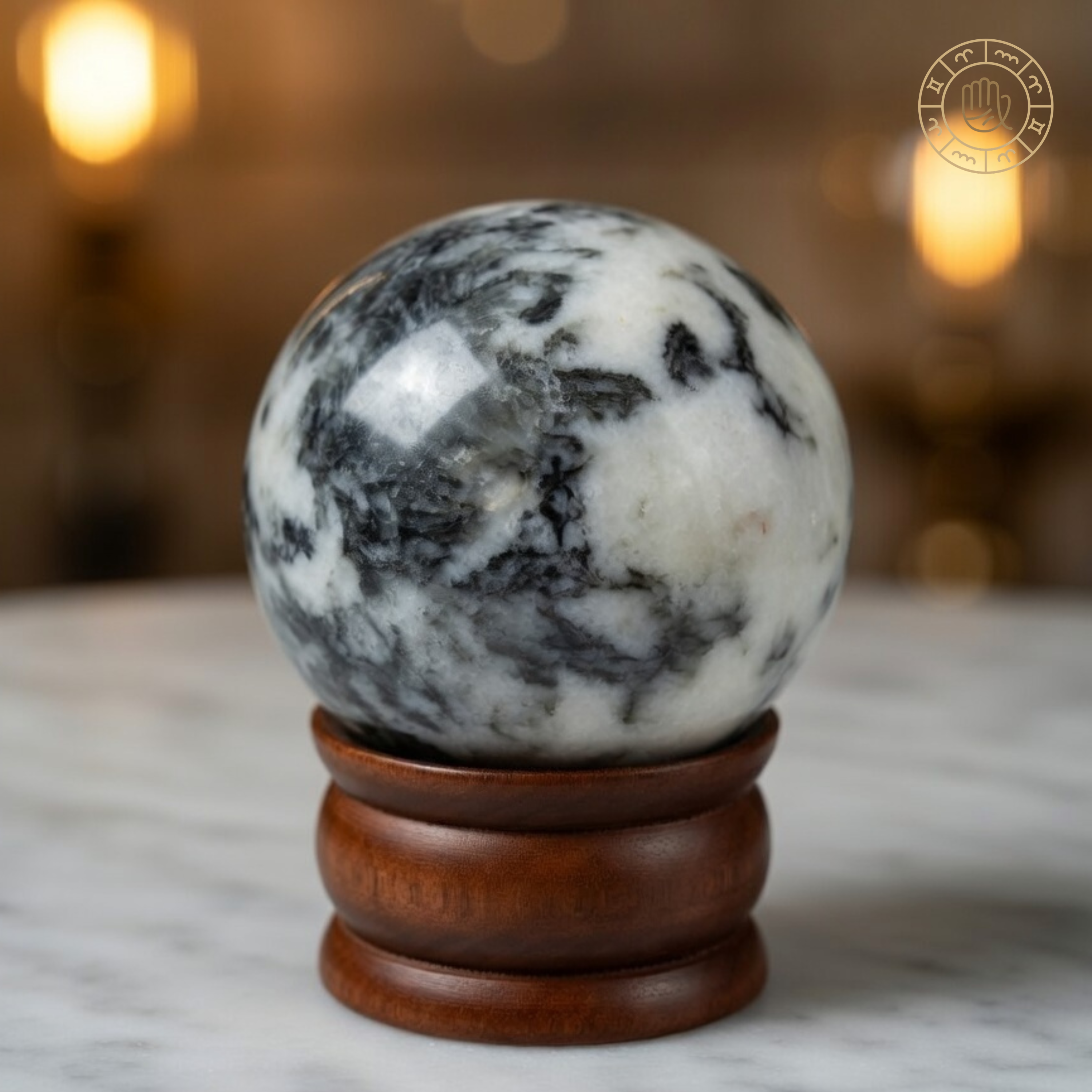 Rainbow Moonstone Ball with Stand for Intuition, Calmness