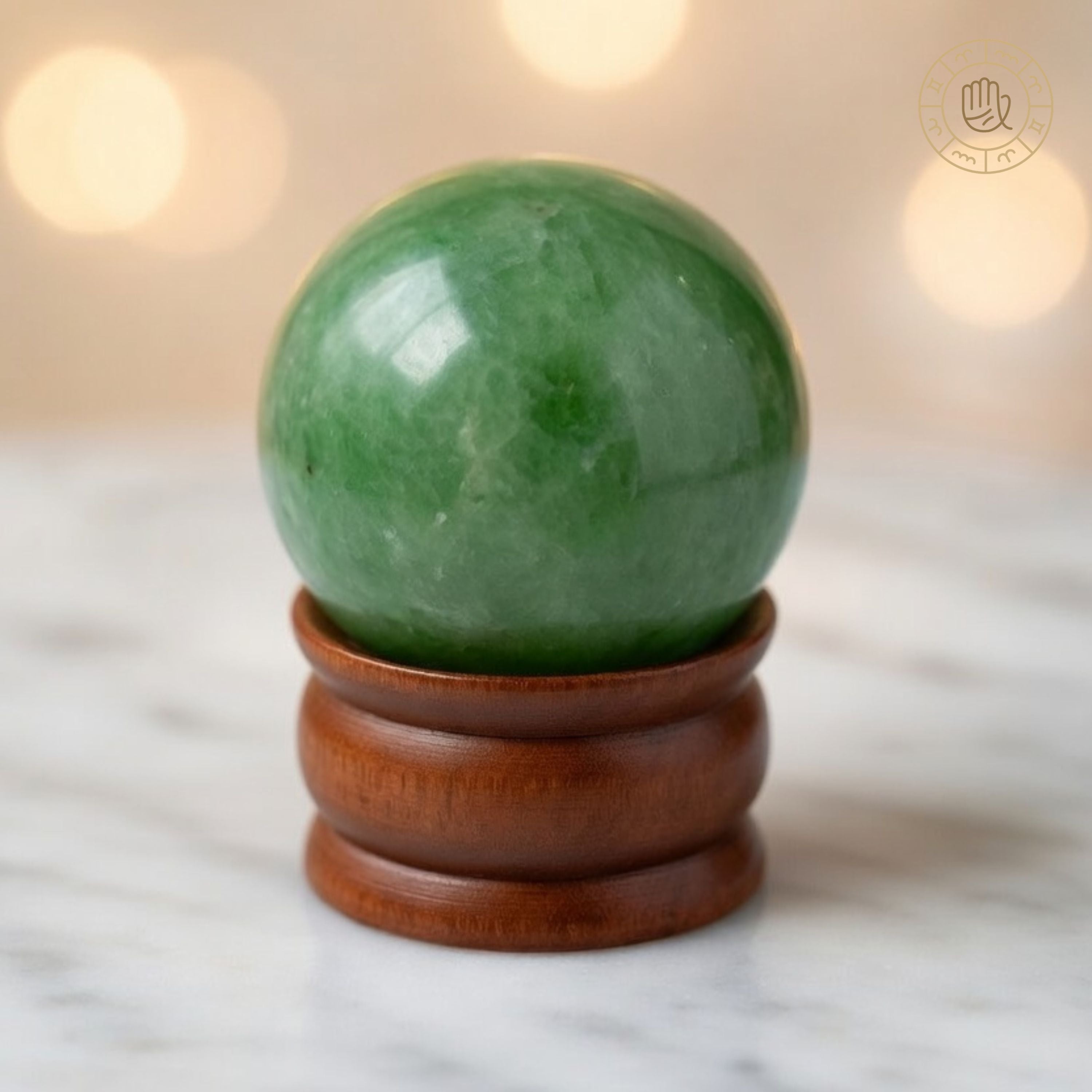 Green Aventurine Ball with Stand for Luck, Growth & Opportunities