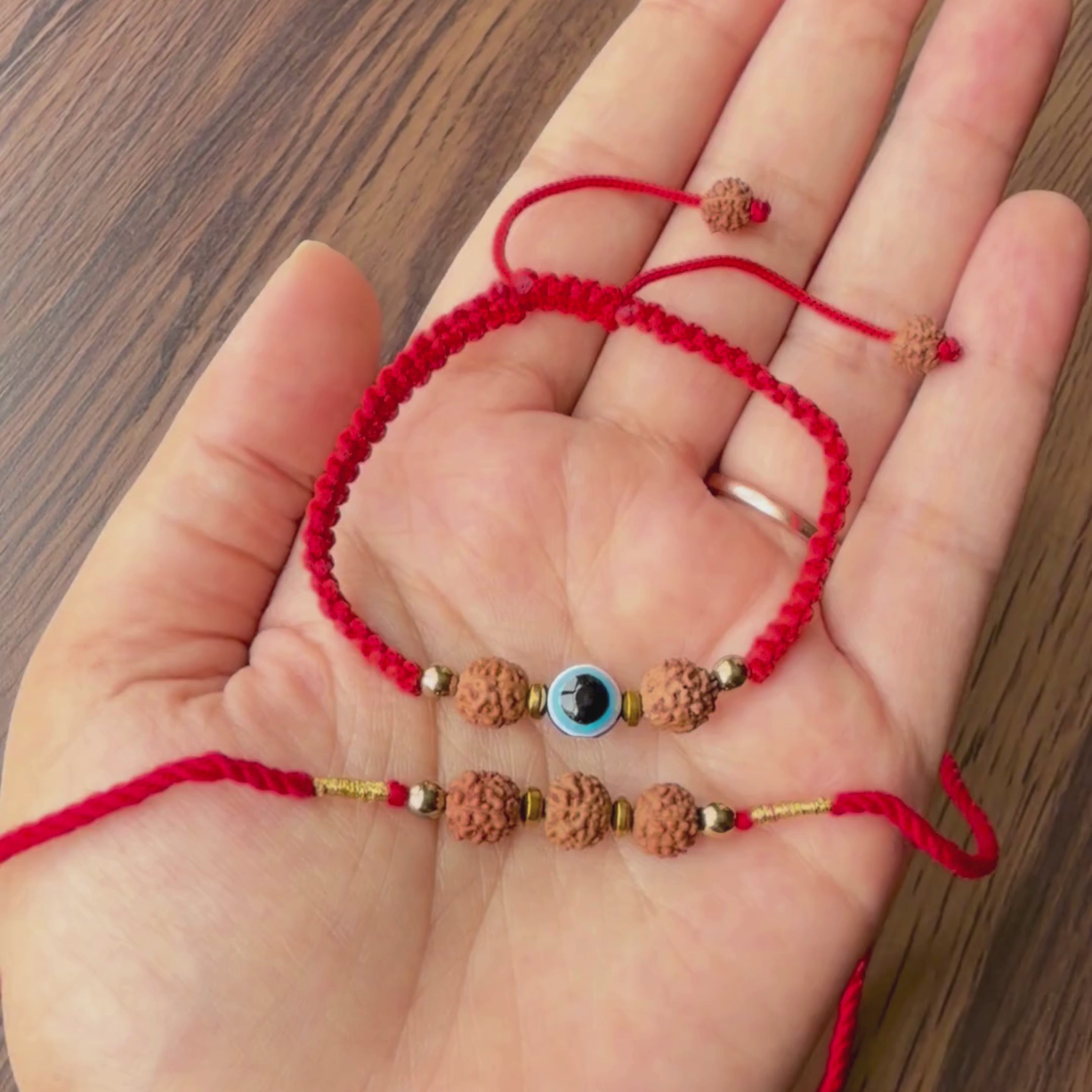 Mahakal Siddh 3 Mukhi Rudraksha & Evil Eye Rakhi Set | Protection & Divine Blessings